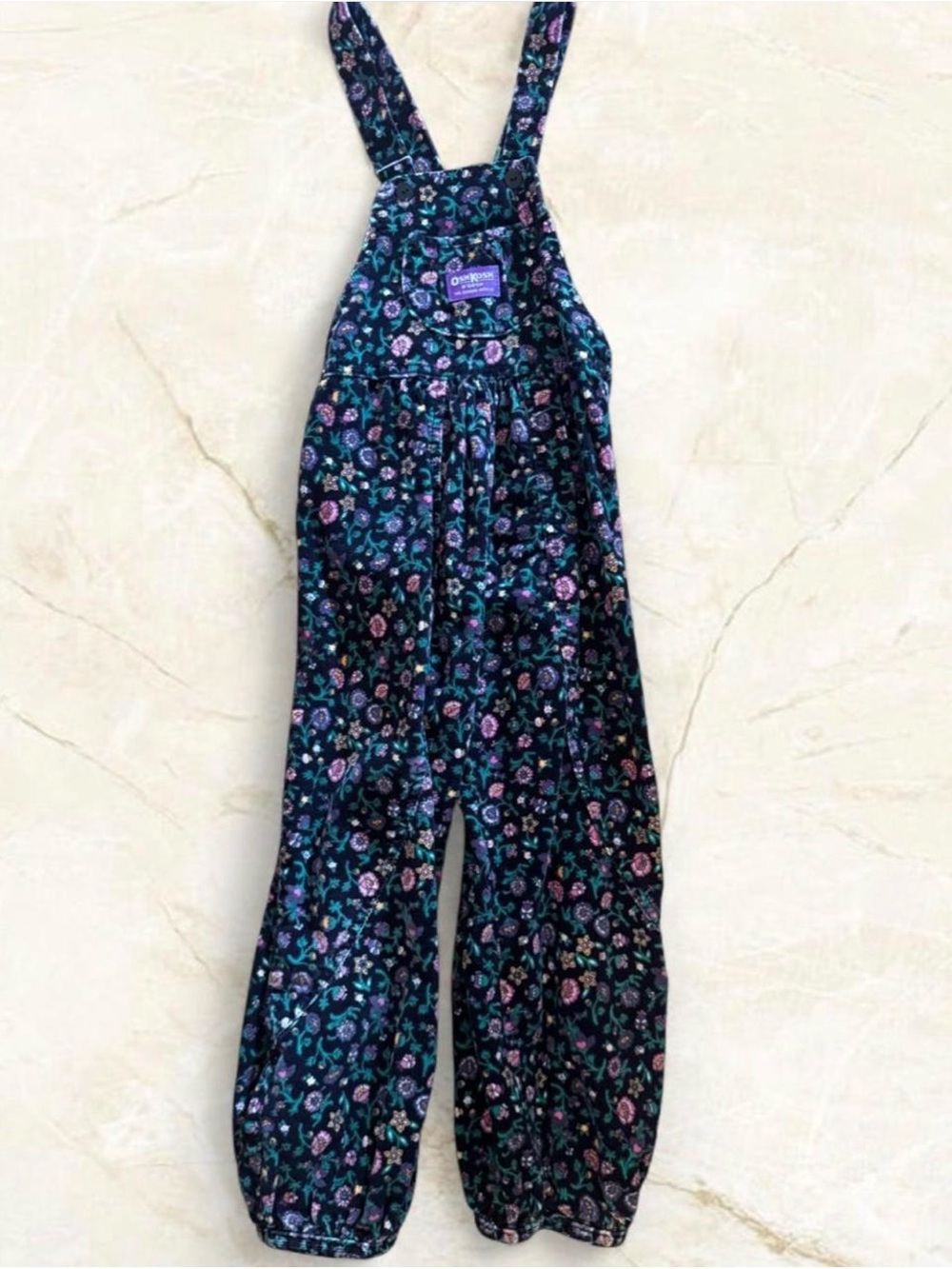 VTG 80s90s OshKosh Vestbak Floral Corduroy Overalls Size 6X Made in USA RARE